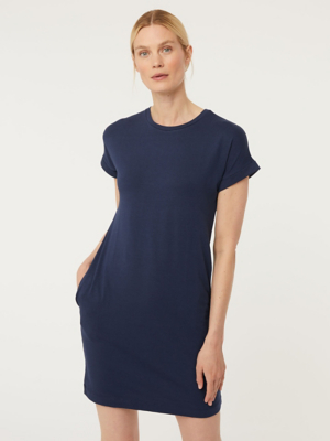 Navy Plain T-Shirt Mini Dress | Women ...